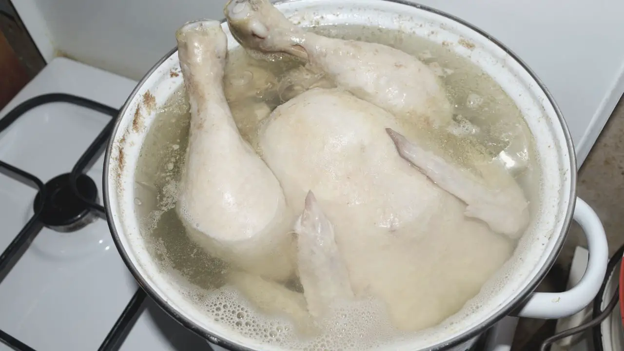 boiled chicken in a pot