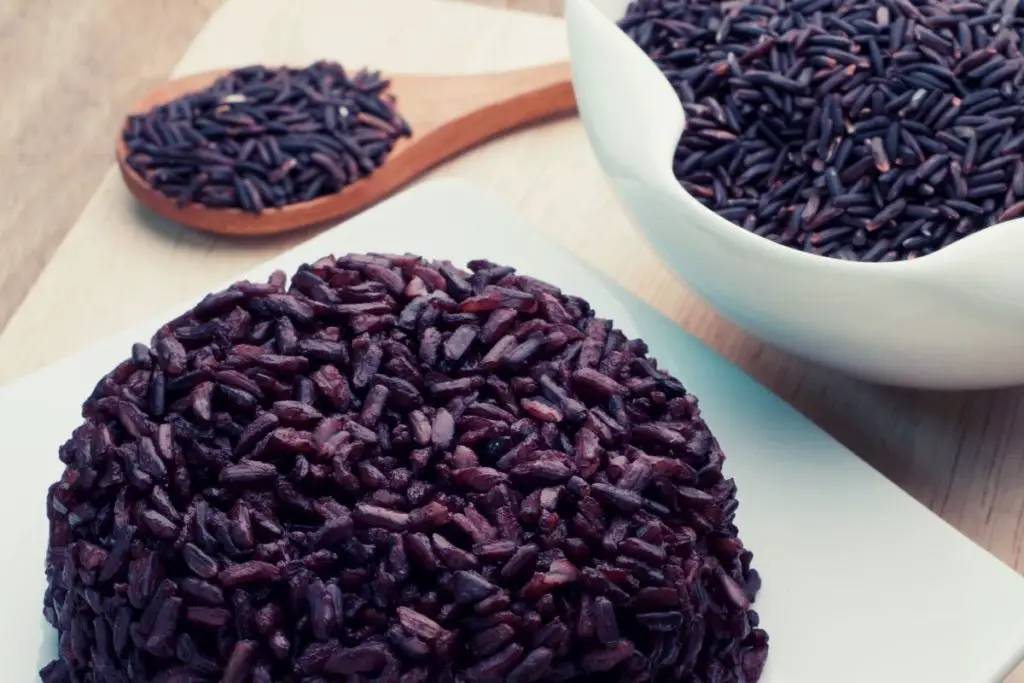 a bowl of black rice 