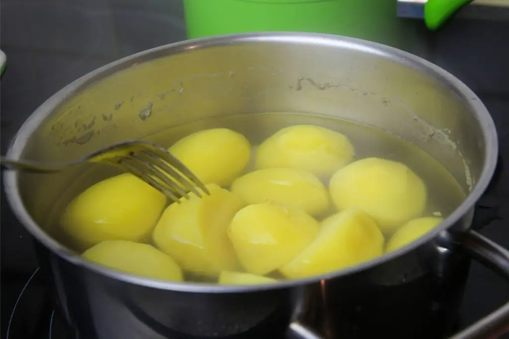 gently simmering potatoes