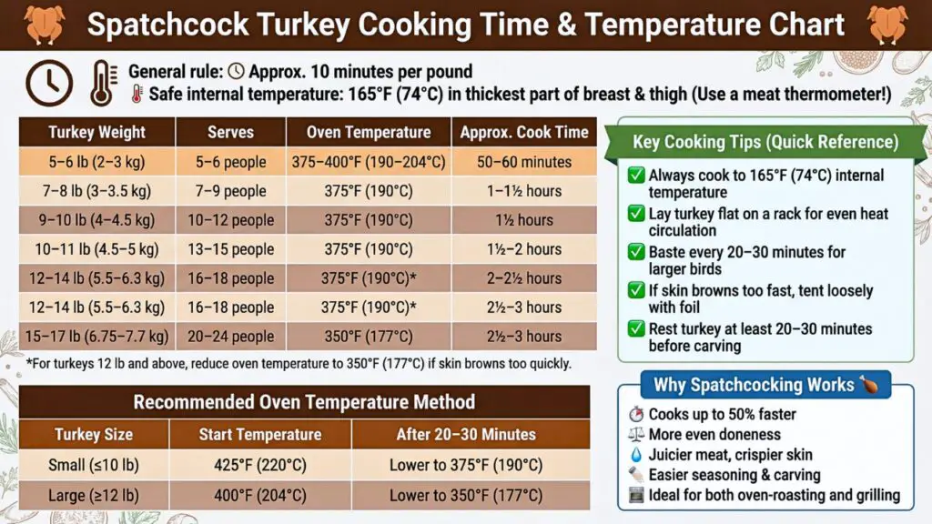Spatchcock Turkey Time and Temperature Guide