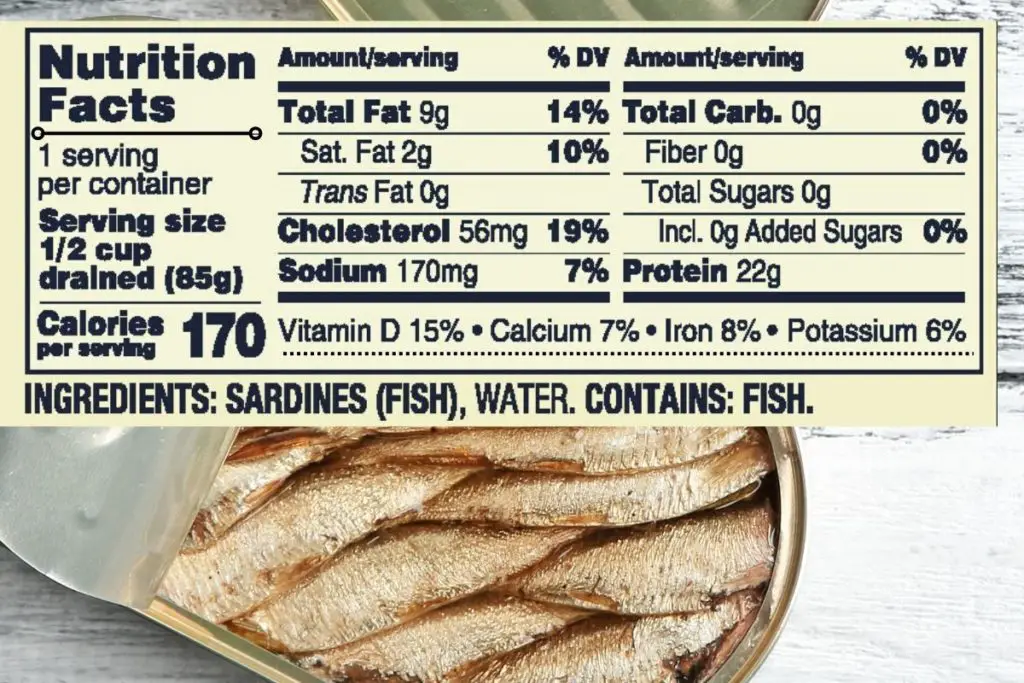 canned sardines nutrition label