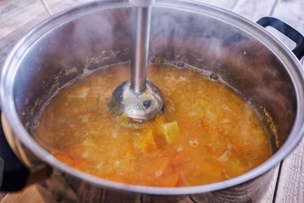 using an immersion blender for blending soup