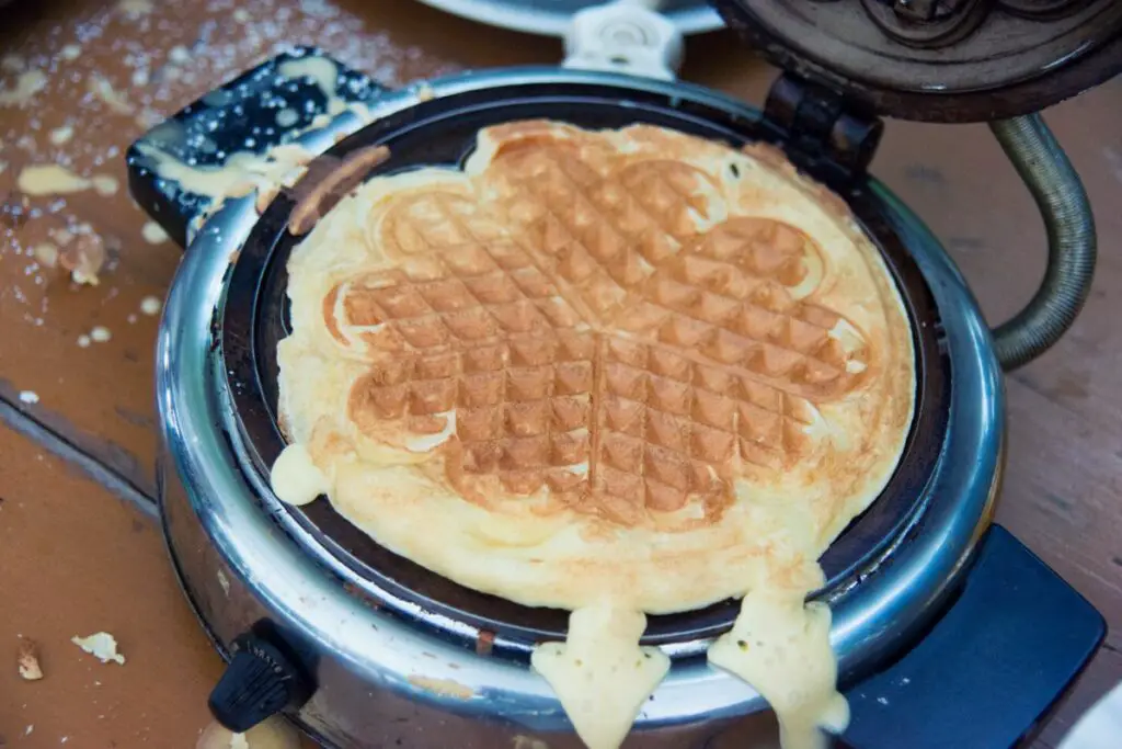 overfilled waffle iron