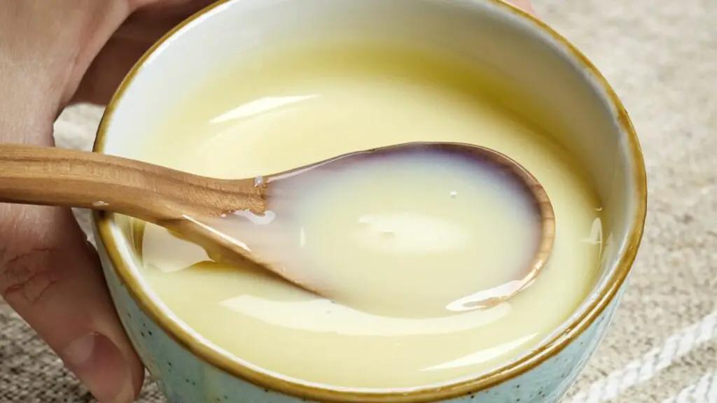 bowl of sweetened condensed milk