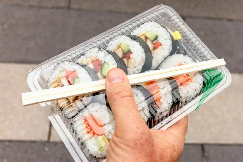 box of supermarket sushi