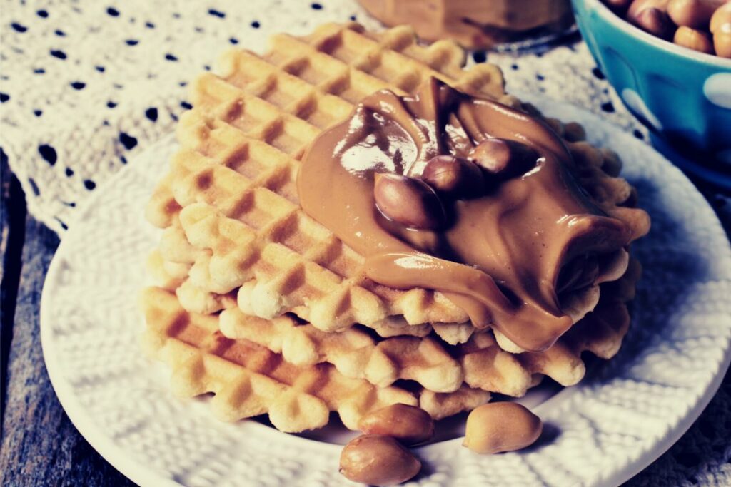 waffle with nut butter topping