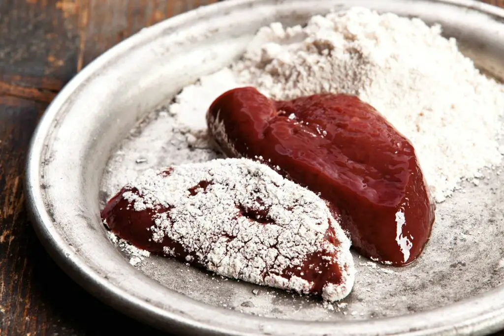 dipping liver in flour to make it taste good 