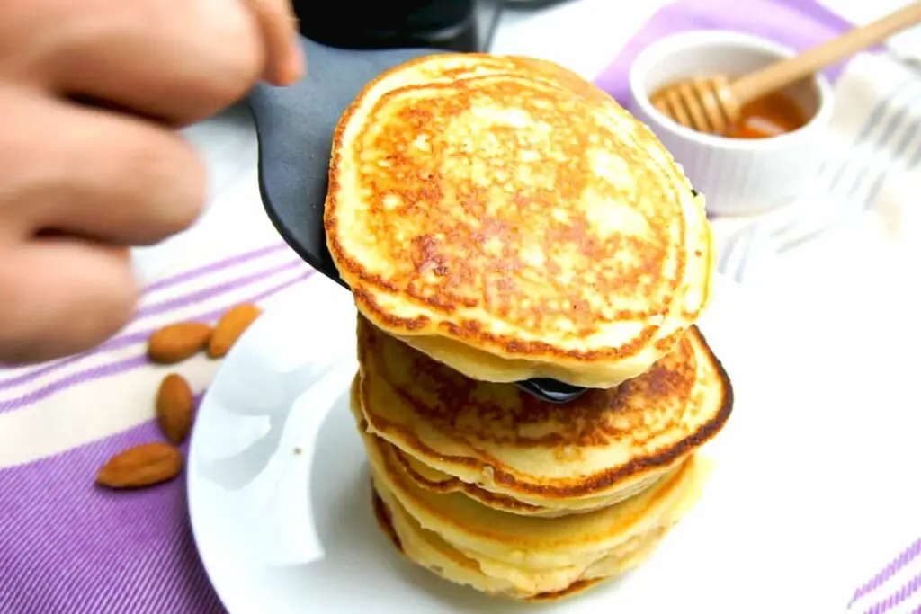 stack of fluffy almond flour pancakes