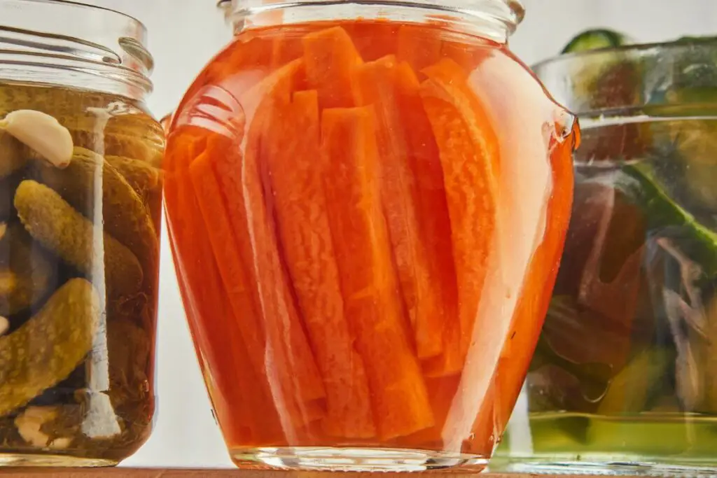 homemade fermented carrots in the jar