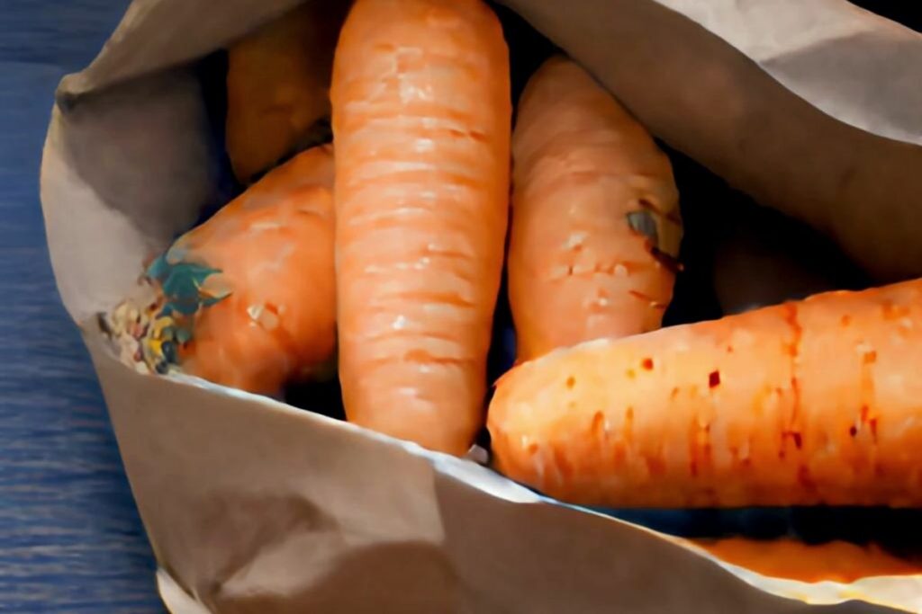 storing carrots in a paper bag