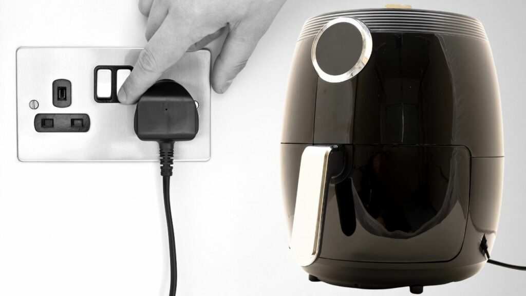 Turning on the air fryer from the wall socket 