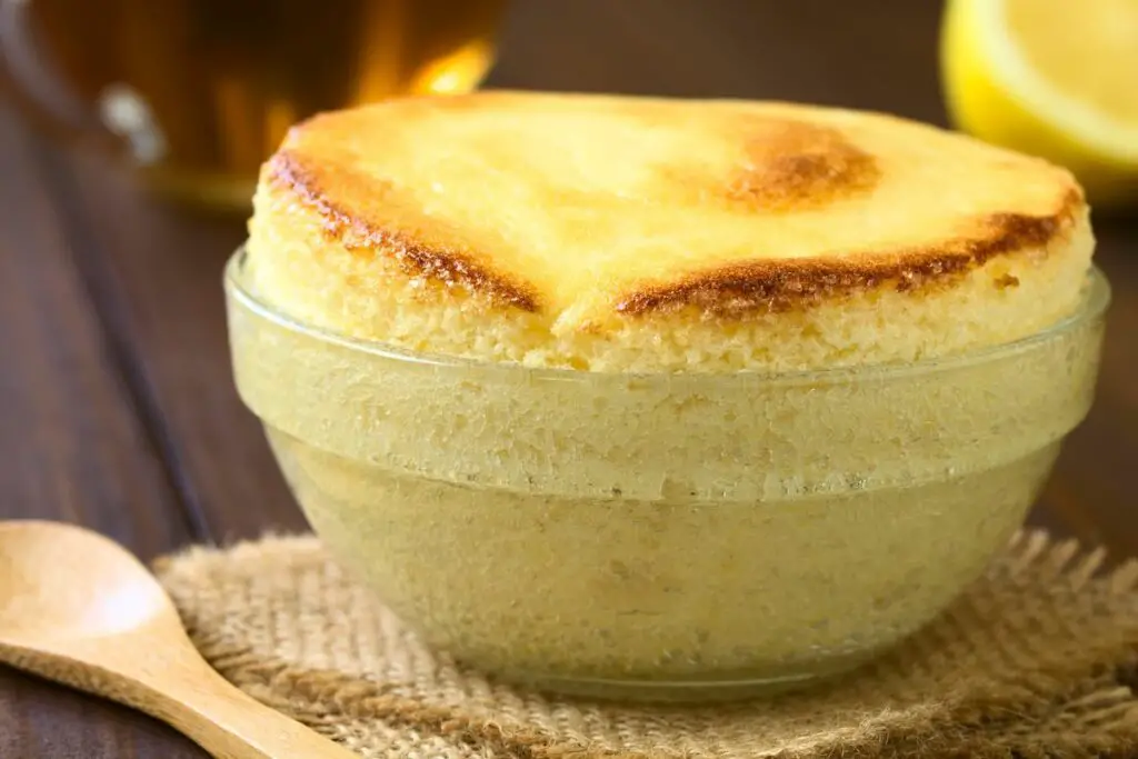 baking cake in a glass bowl