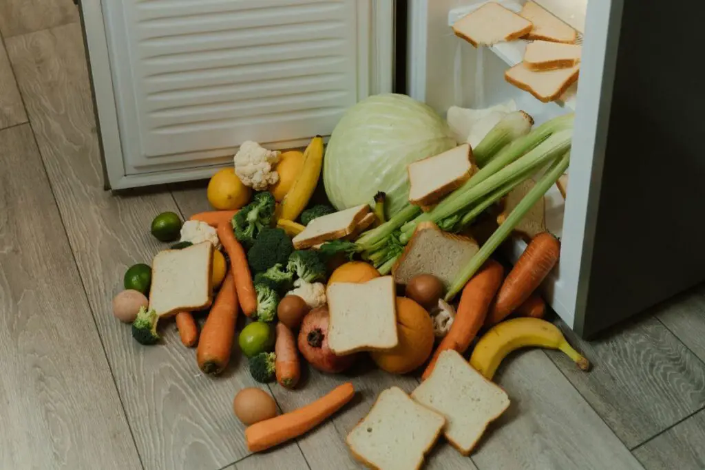 unused discarded food in the fridge