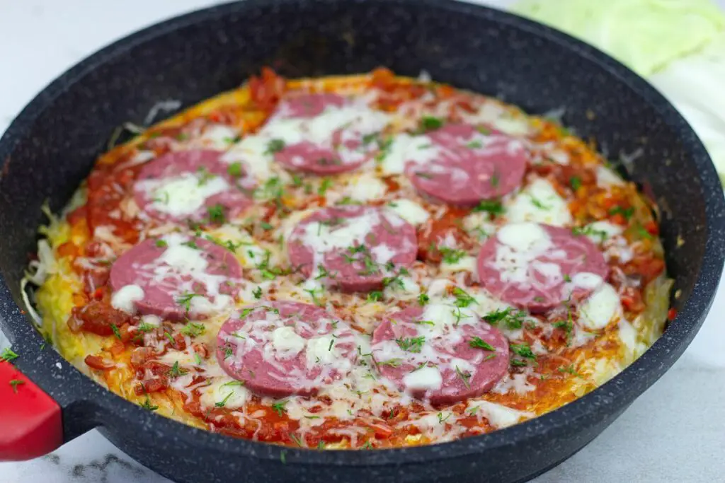 cabbage pizza cooked on the pan