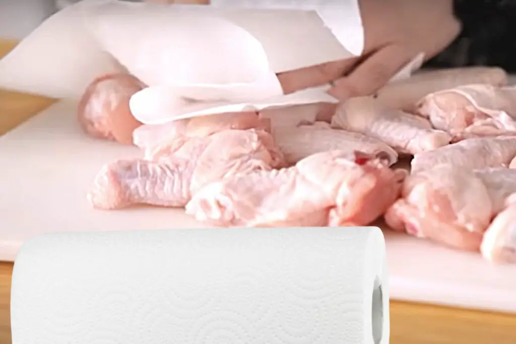 drying chicken wings with paper towel