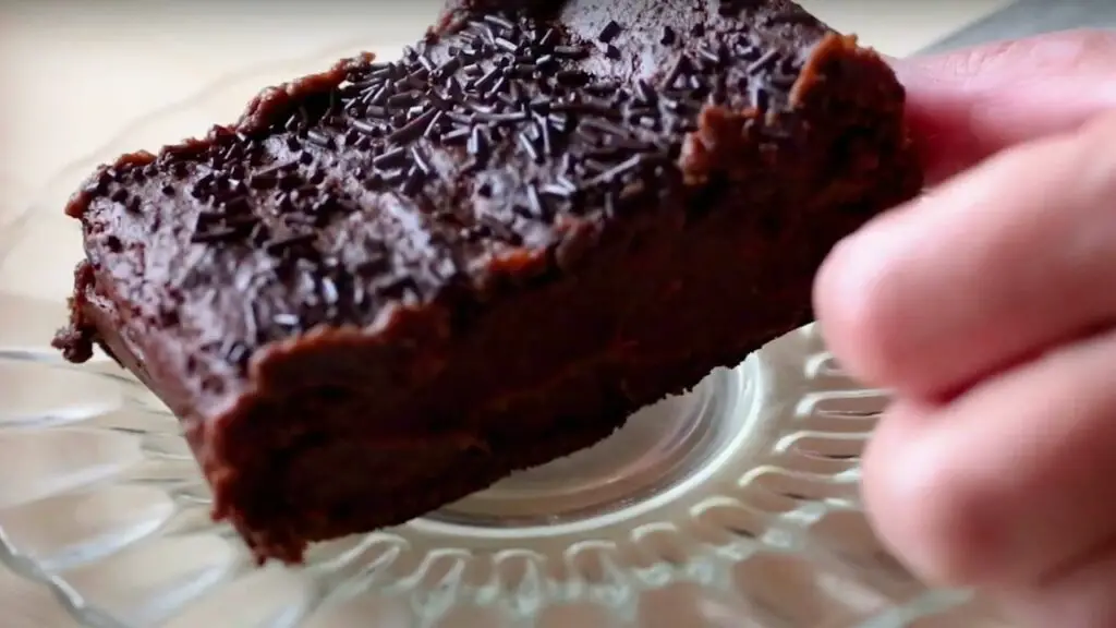 a piece of sweet potato avocado brownies