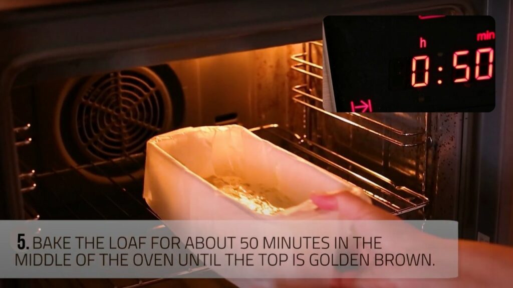 baking the banana bread in the oven