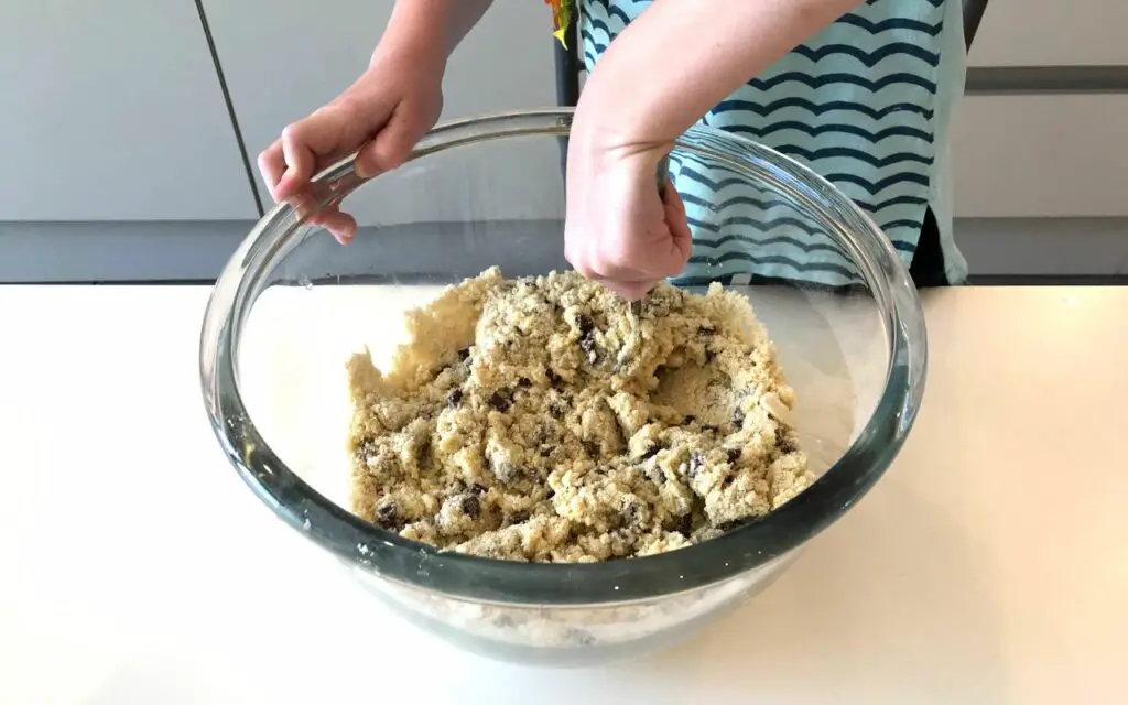 mixing cookie dough 