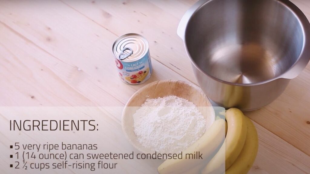 making of a 3 ingredient banana bread