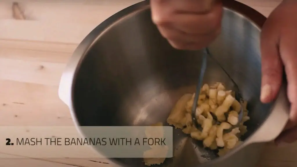 mashing the bananas 