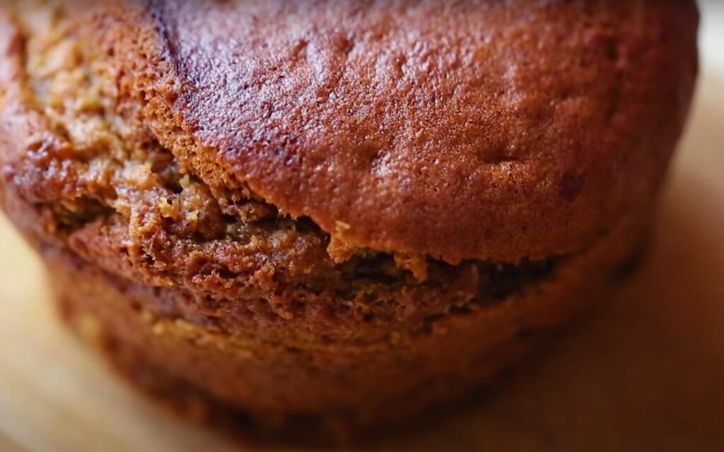 removing the banana bread from the air fryer