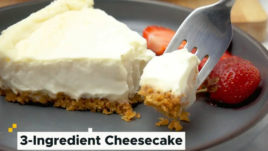 a slice of three ingredient cheesecake