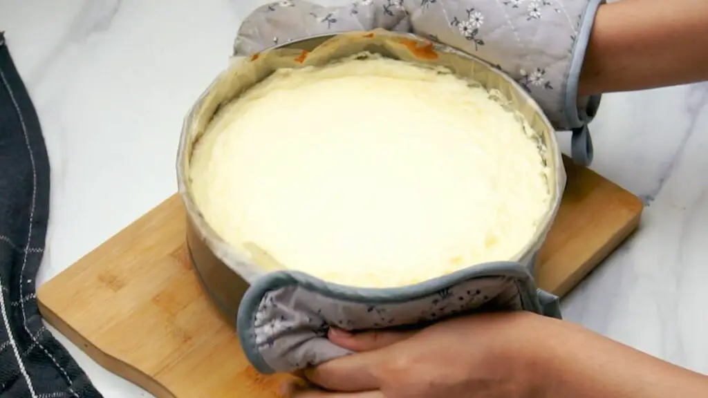 baking the cheesecake