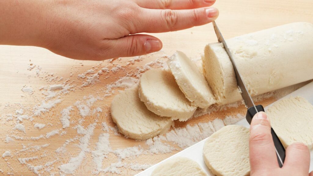 cutting cookie dough