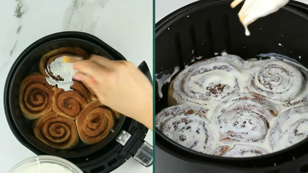 covering cinnamon rolls with heavy cream