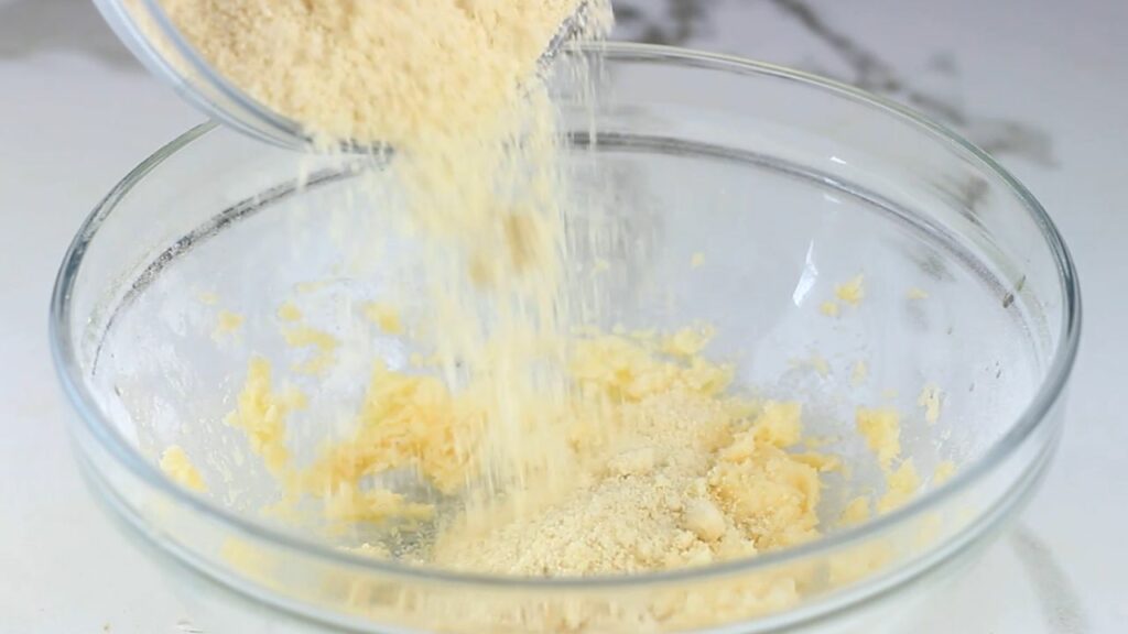 mixing in the almond flour