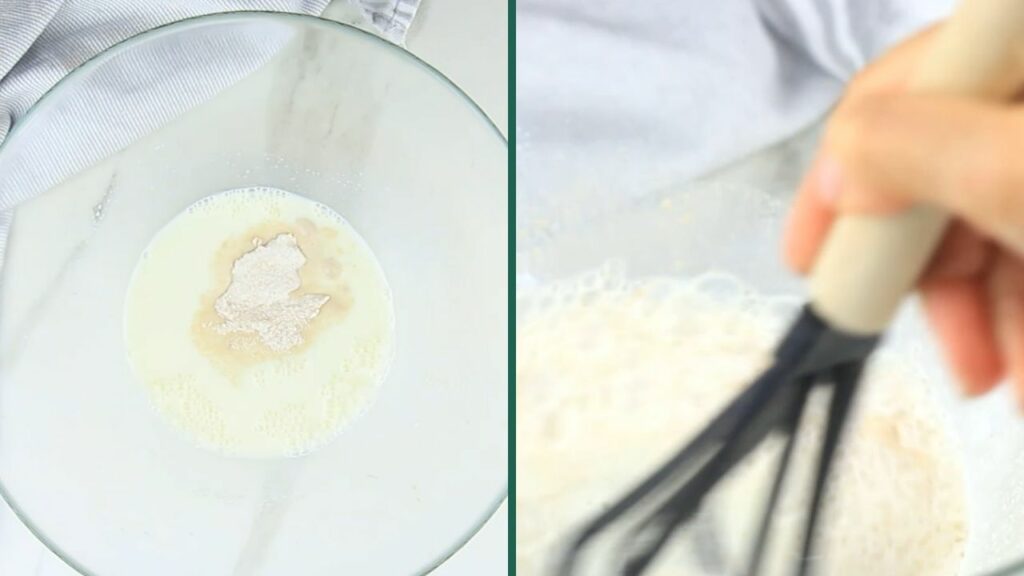 mixing milk yeast and sugar