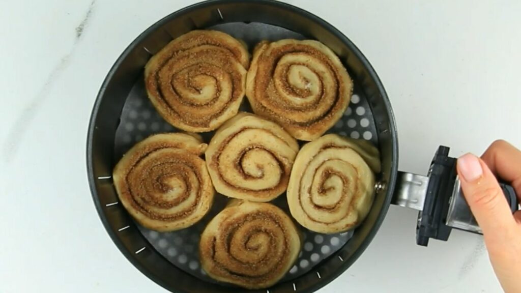 cinnamon rolls into air fryer basket