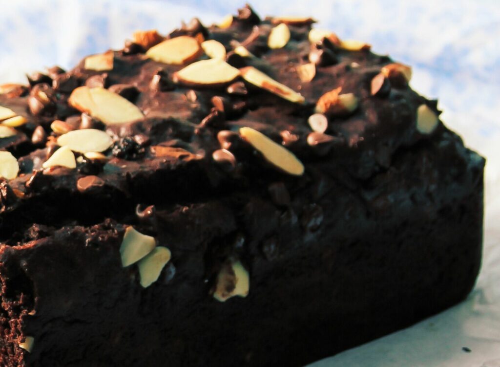 double chocolate banana bread with nuts