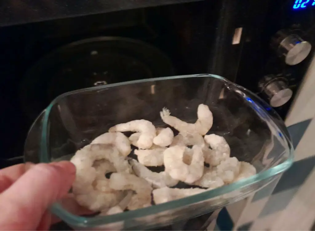 microwaving raw frozen shrimp