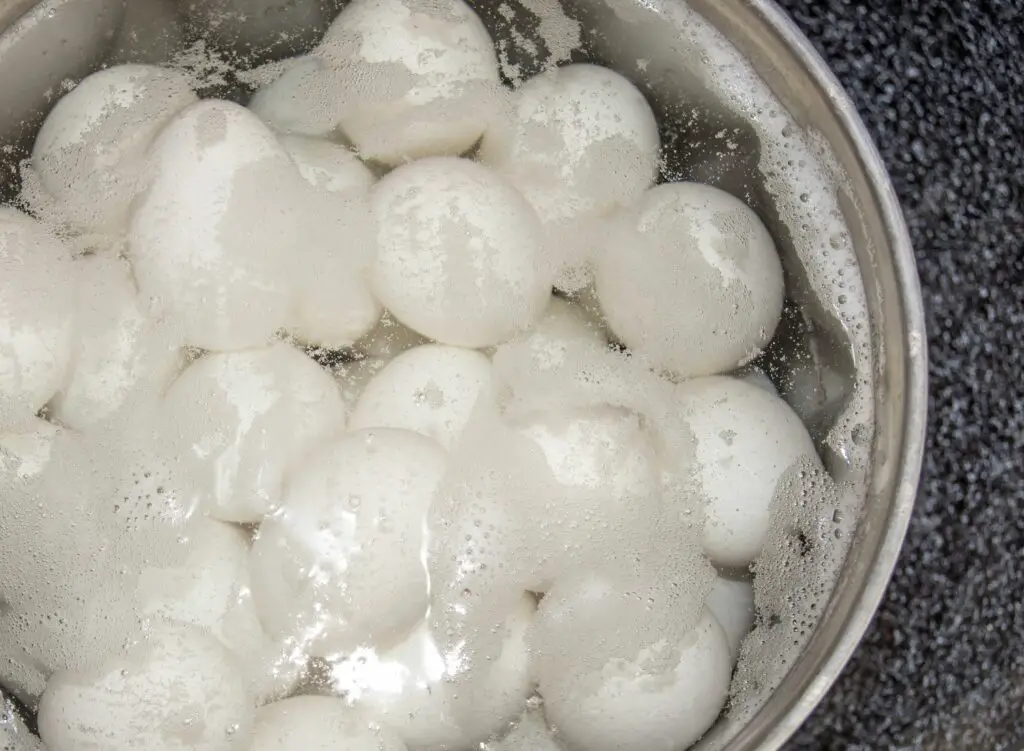 boiled eggs for potato salad for a crowd of 30