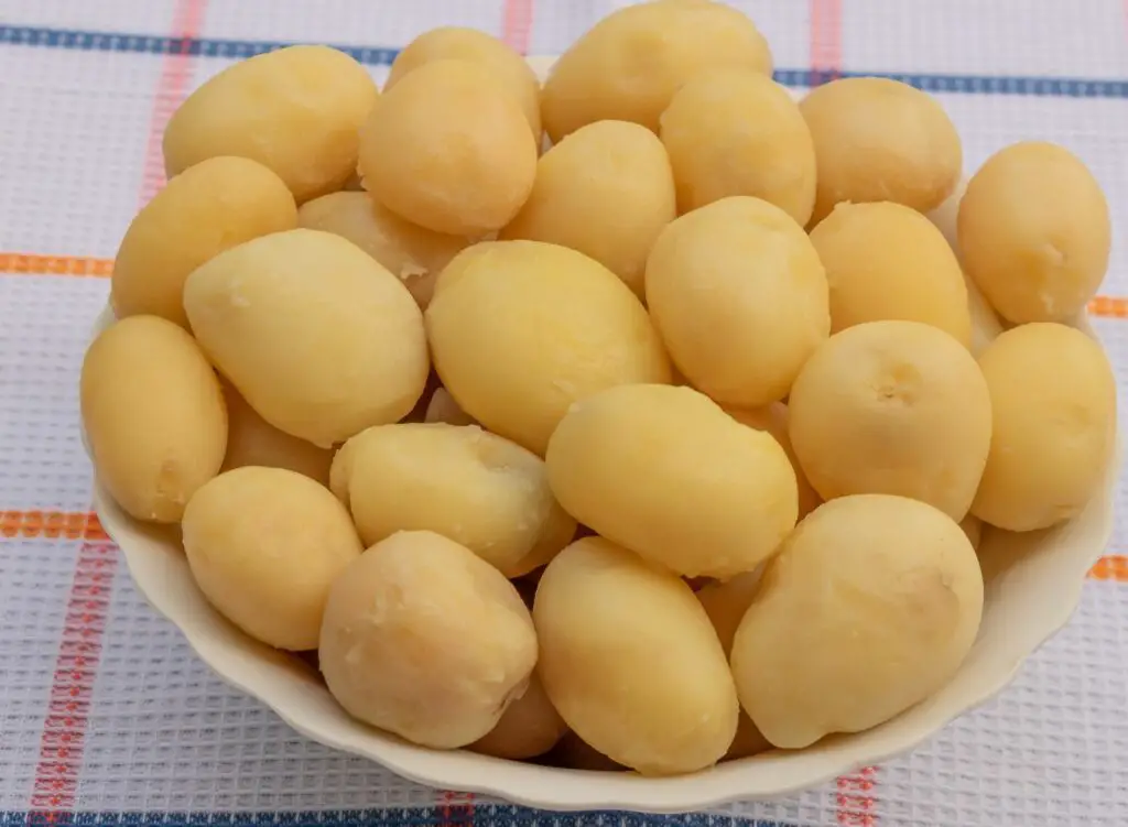 making potato salad for a crowd