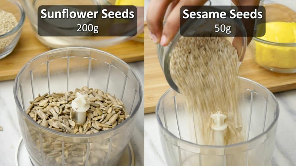 grinding the seeds into flour for baking bread