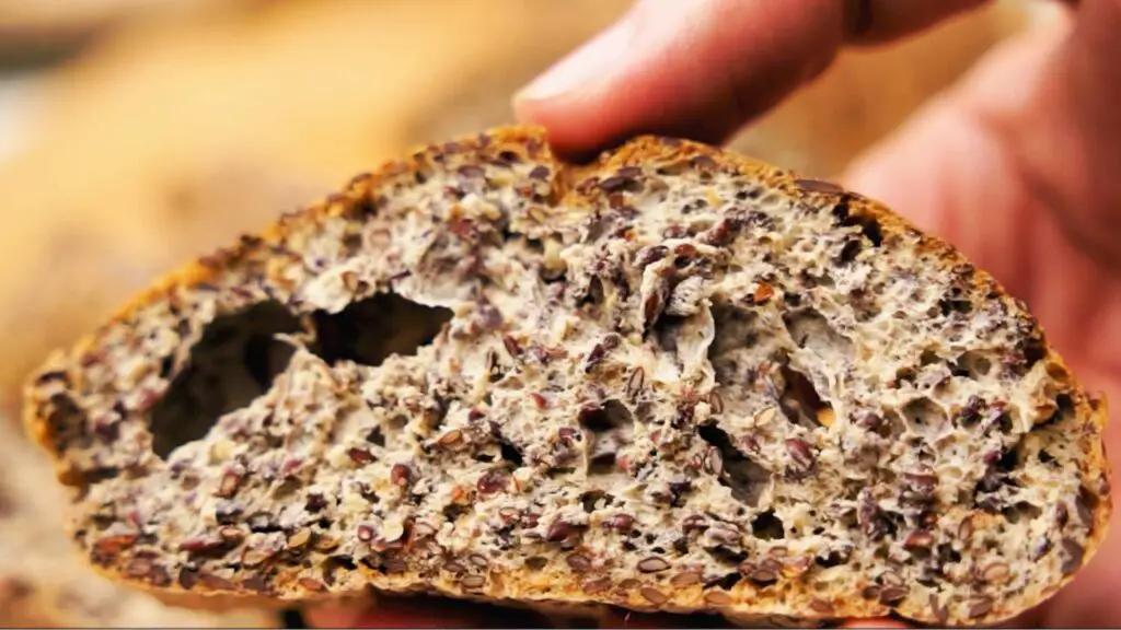 slice of low-carb flaxseed bread 