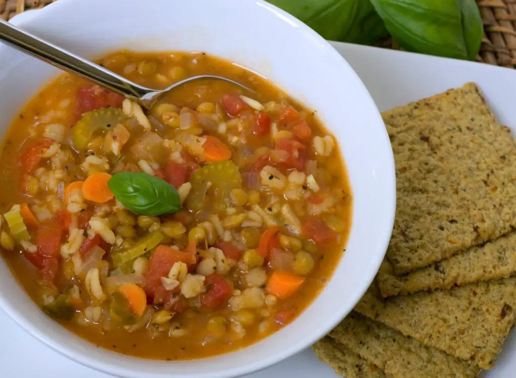 vegan lentil barley soup