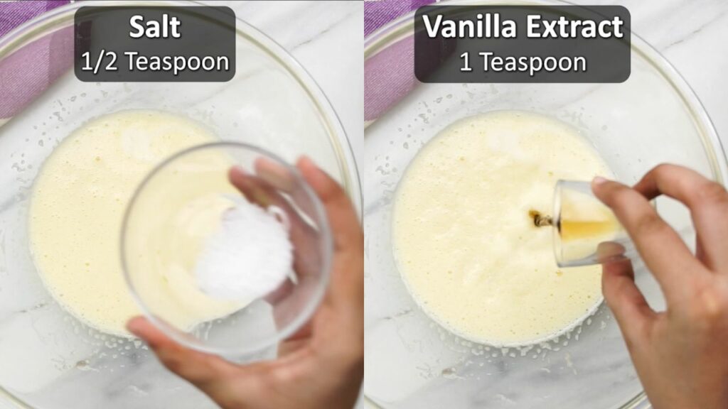 adding salt and vanilla extract