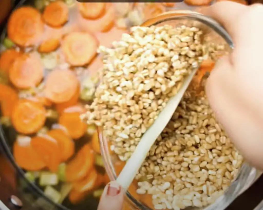 adding pearl barley in soup