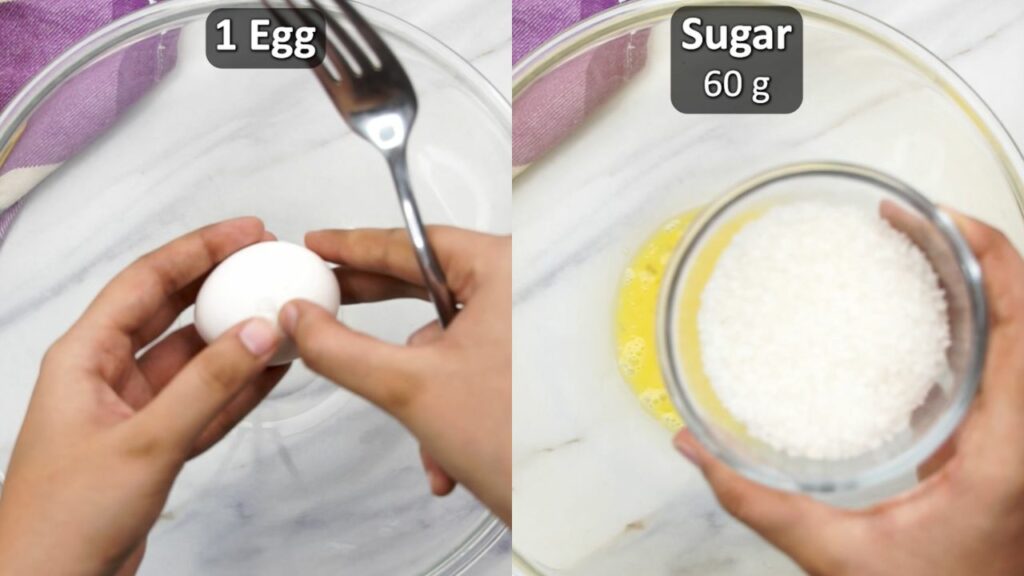 mixing together egg and sugar
