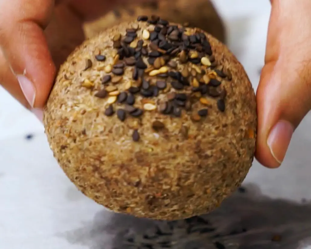 removing the lentil bread from the oven