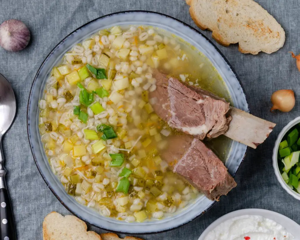 homemade pearl barley soup