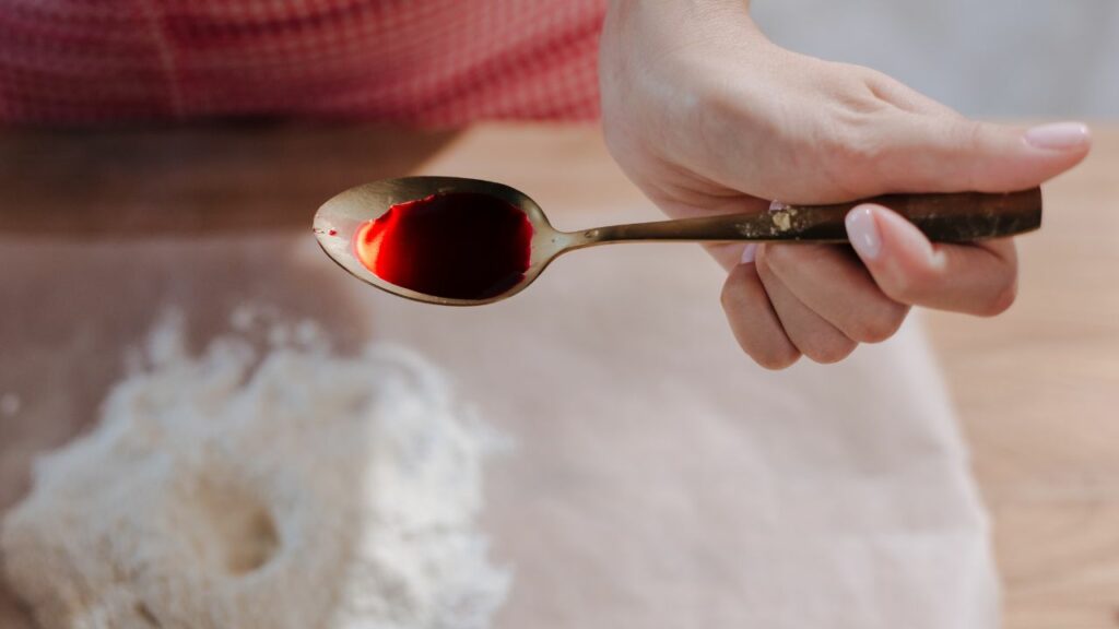 spoonful of red food dye