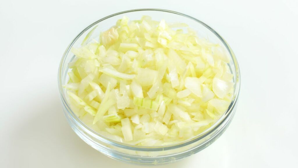 medium size onion chopped in a cup