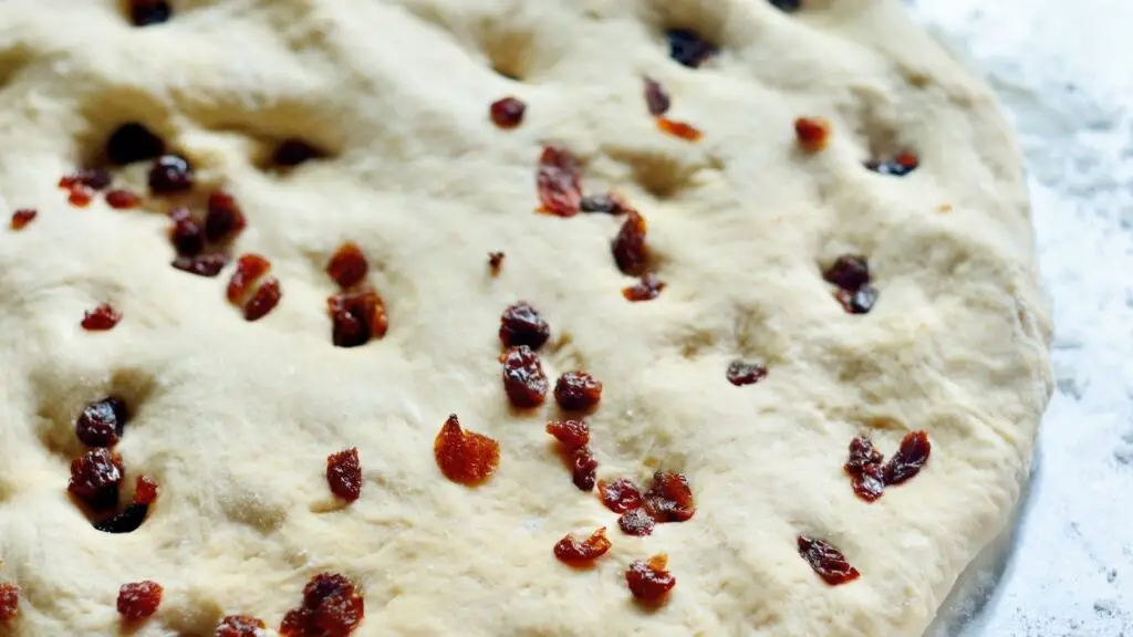 bread dough with raisins