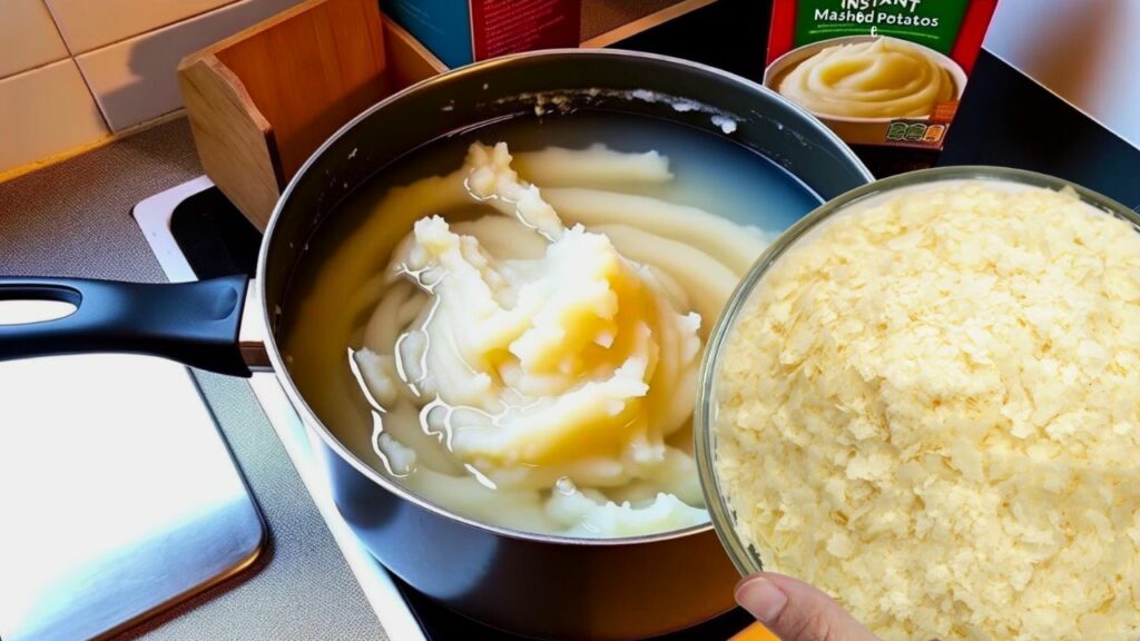 adding more mashed potato flakes