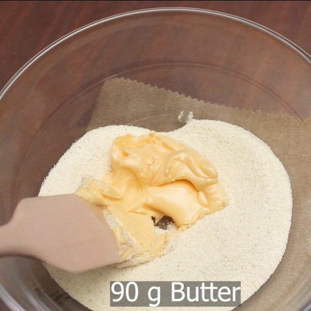mixing semolina and butter