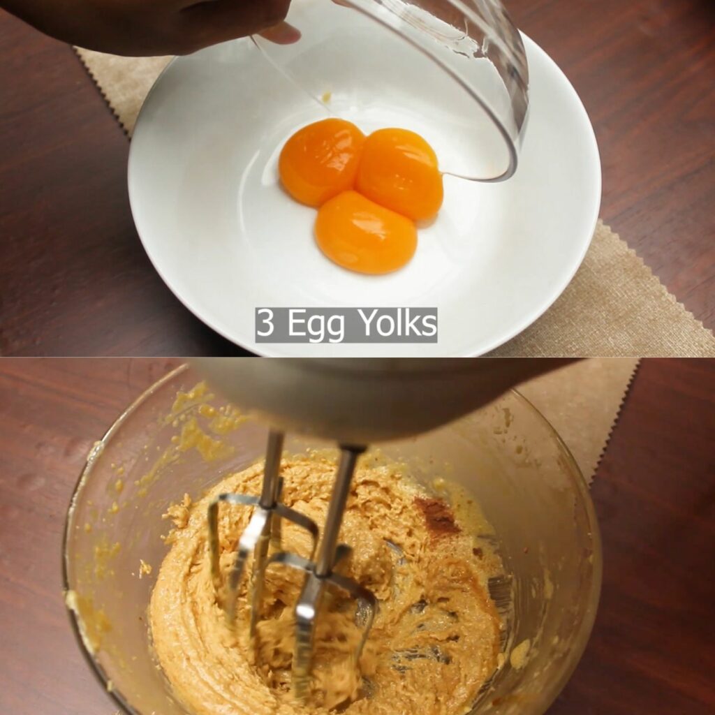 mixing egg yolks sugar honey and spices
